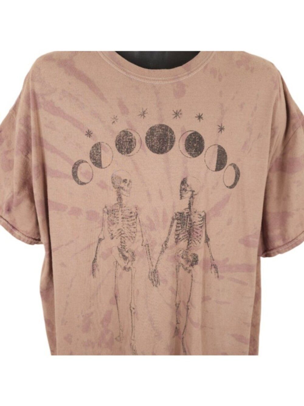 Moon Phase Lovers T Shirt Mens Size 2XL Brown Tie Dye Skeletons Desert Dreamer